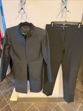 Beautiful BCBGMaxAzria Black Longline Collar Blazer with Slim Pants